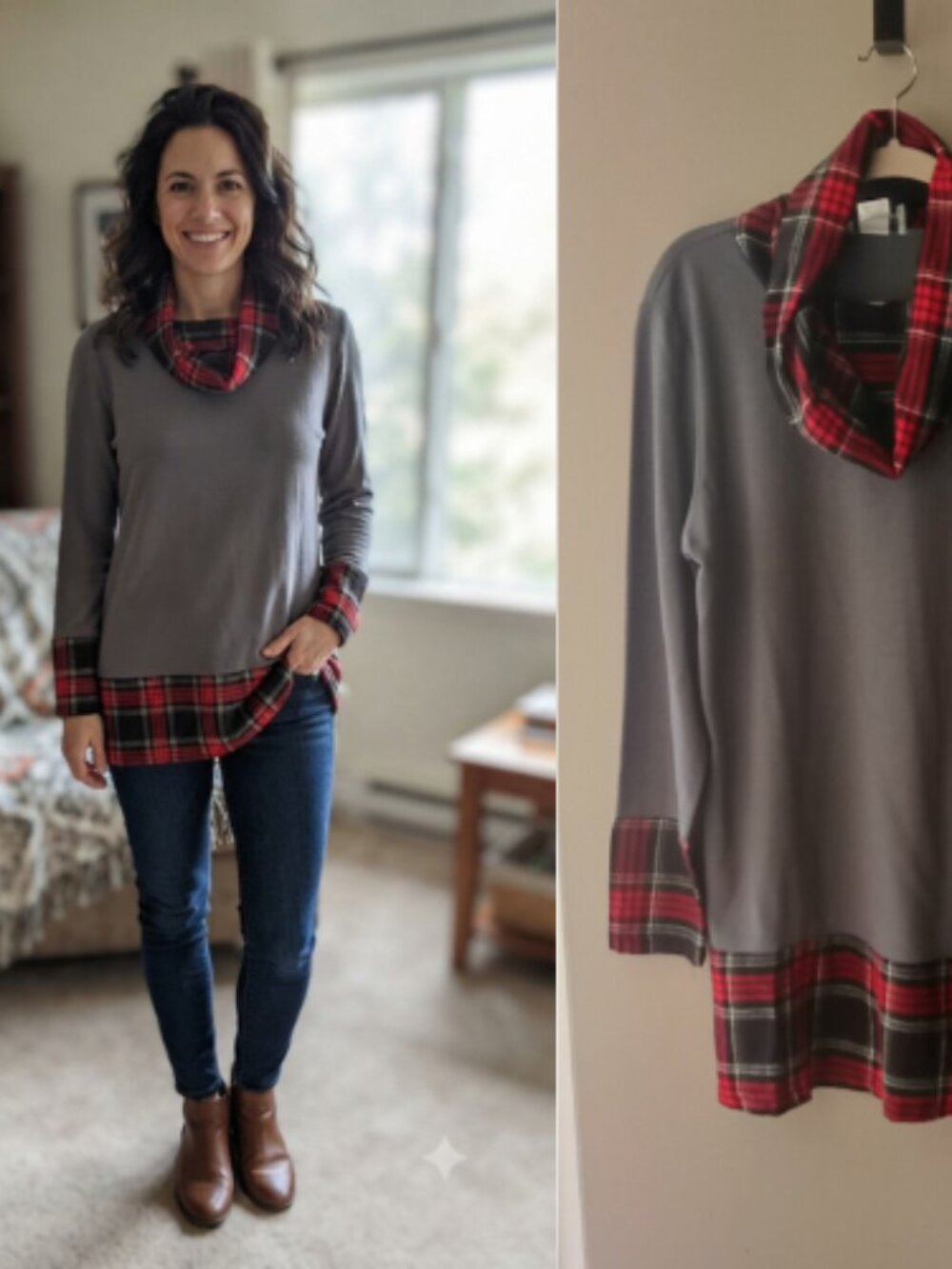 Metropolitan Buffalo plaid sweater Large NWOT